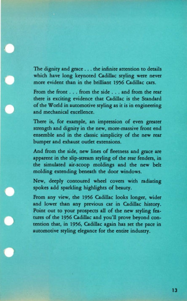 1956 Cadillac Salesmans Data Book Page 16